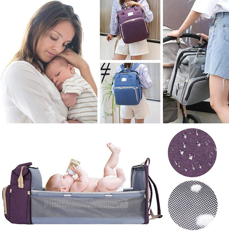 Acplayen Baby Diaper Bag Backpack with Changing Station Diaper Bags for Baby Bags for Boys Diaper Bag with Bassinet Bed Mat Pad Girl Men Dad Mom Travel Waterproof Stroller Straps Large Capacity Black