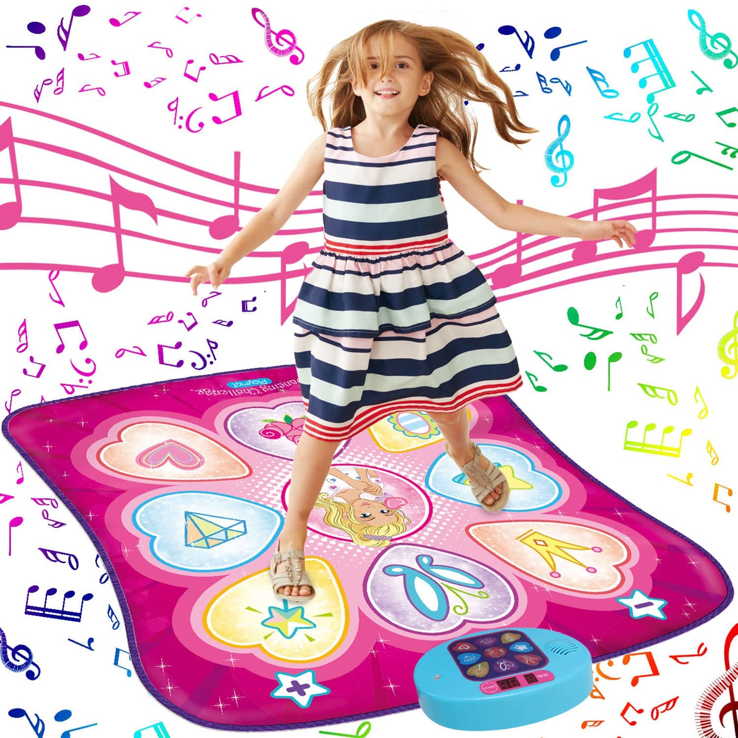 acplaypen Dance Mat - Dance Mixer Rhythm Step Play Mat - Dance Game Toy Gift for Kids Girls Boys - Dance Pad with LED Lights, Adjustable Volume, Built-in Music, 3 Challenge Levels