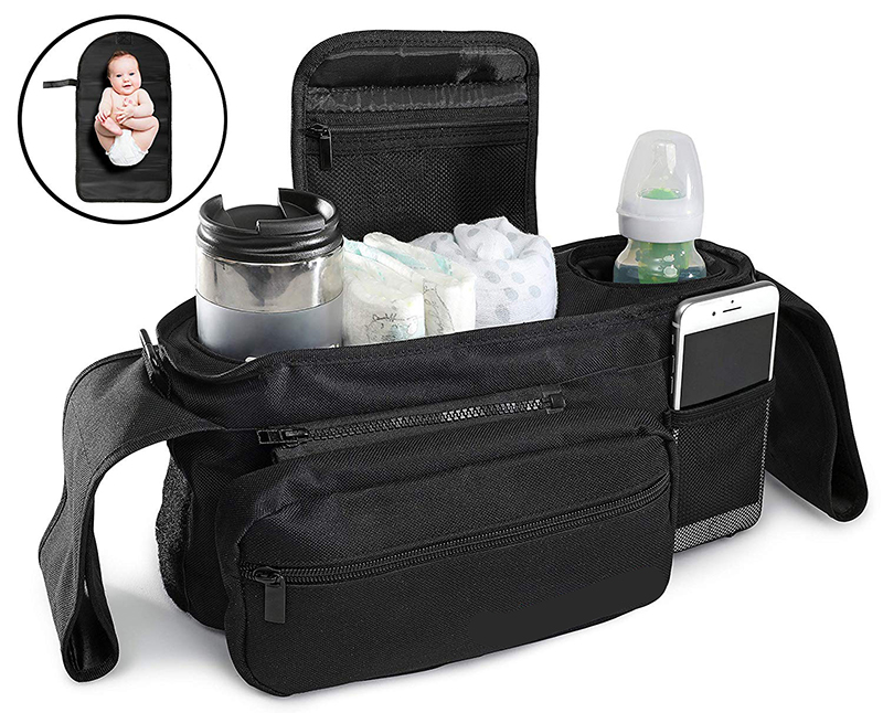 Premium Stroller Organizer Bag with Insulated Cup Holders, Extra-Large ...